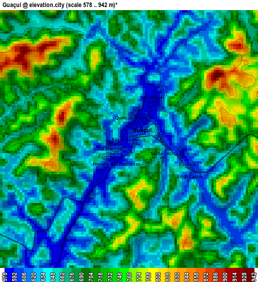 Guaçuí elevation map