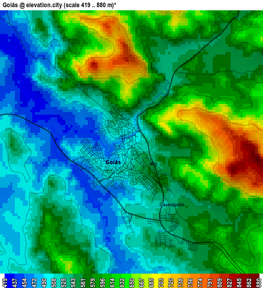 Goiás elevation map