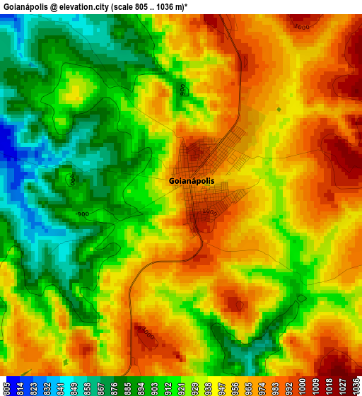 Goianápolis elevation map