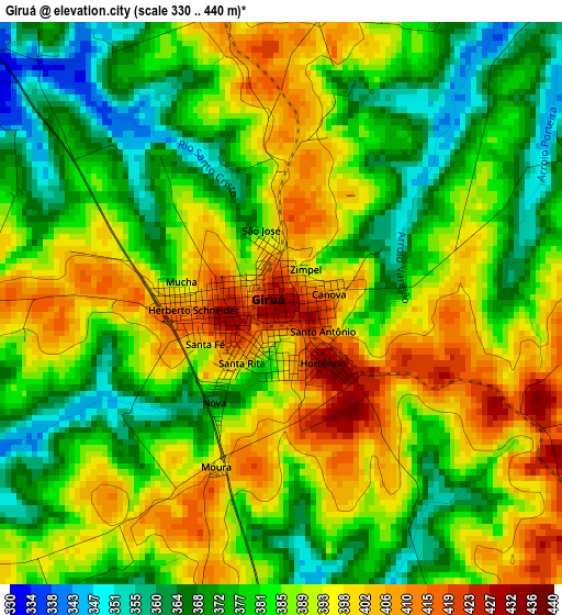 Giruá elevation map