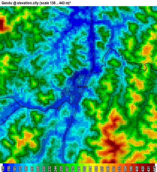 Gandu elevation map