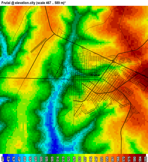 Frutal elevation map