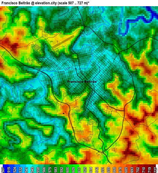 Francisco Beltrão elevation map