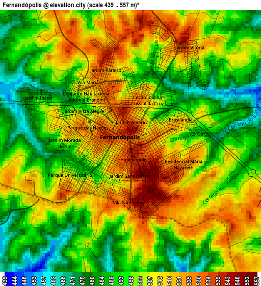 Fernandópolis elevation map