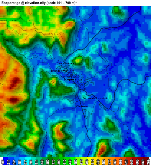 Ecoporanga elevation map