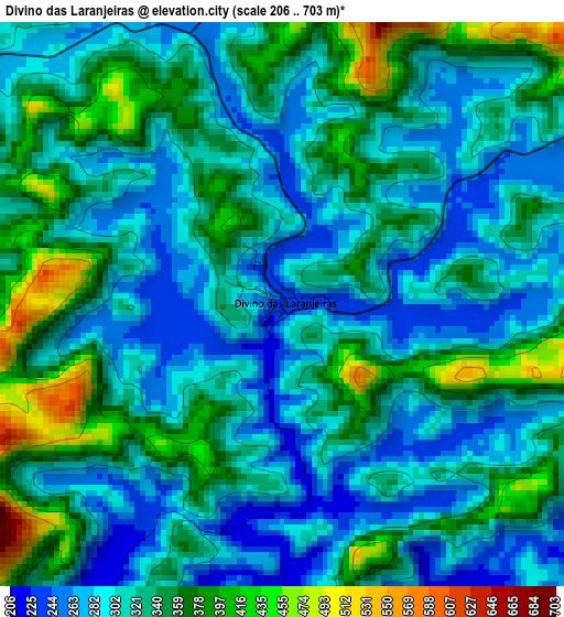 Divino das Laranjeiras elevation map