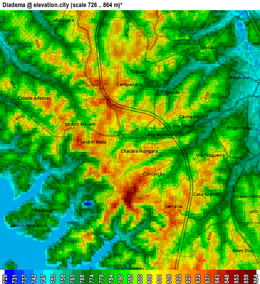Diadema elevation map