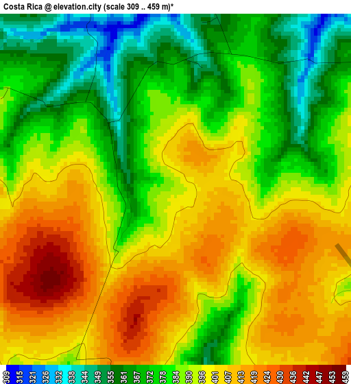 Costa Rica elevation map