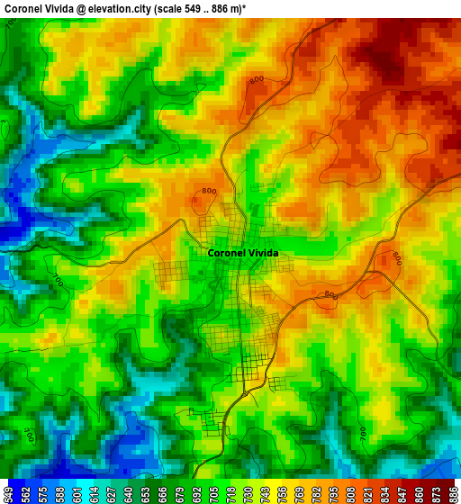 Coronel Vivida elevation map