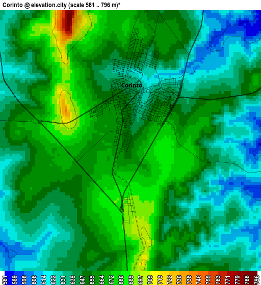 Corinto elevation map