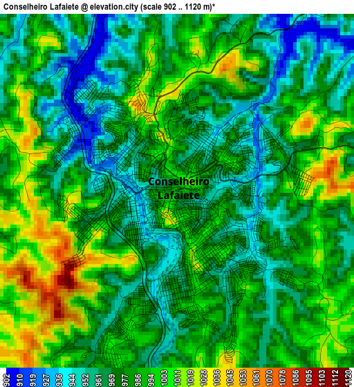 Conselheiro Lafaiete elevation map