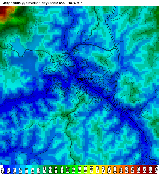 Congonhas elevation map