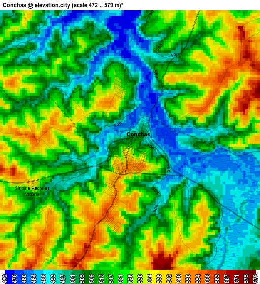 Conchas elevation map