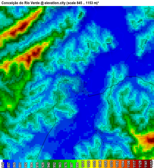 Conceição do Rio Verde elevation map