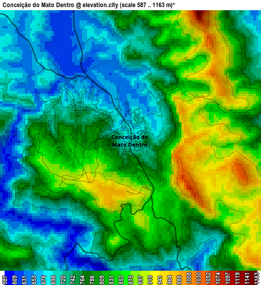 Conceição do Mato Dentro elevation map