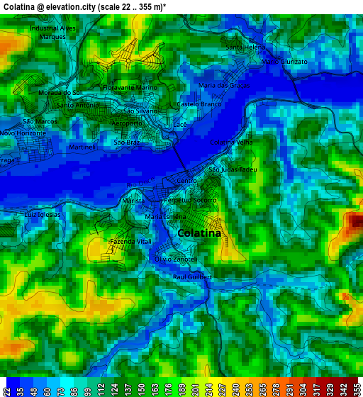 Colatina elevation map
