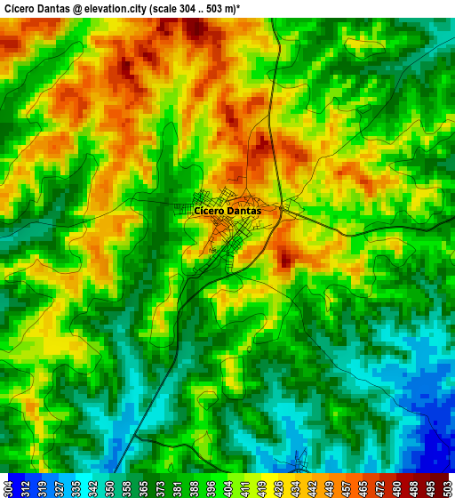 Cícero Dantas elevation map