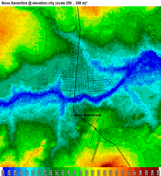 Nova Xavantina elevation map