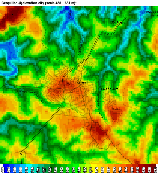 Cerquilho elevation map