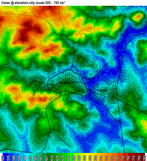 Ceres elevation map