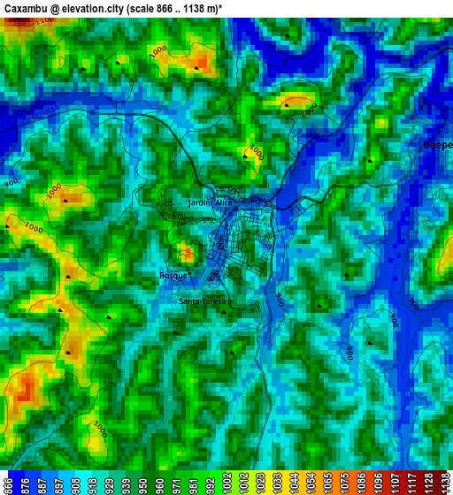 Caxambu elevation map