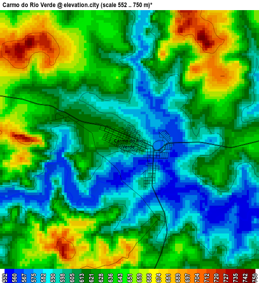 Carmo do Rio Verde elevation map