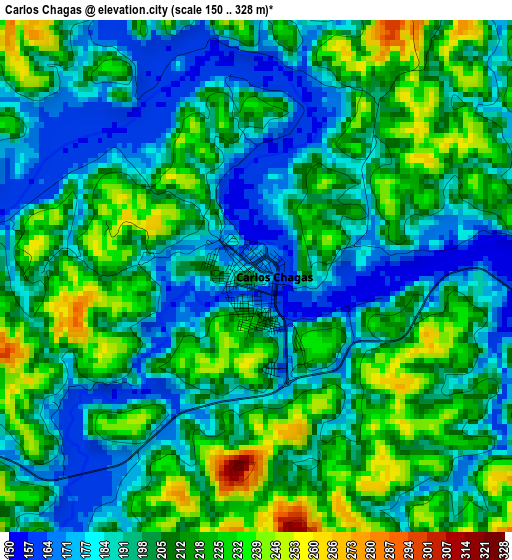 Carlos Chagas elevation map