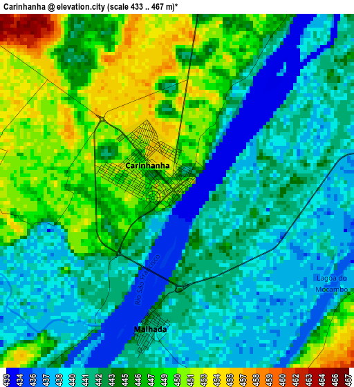 Carinhanha elevation map