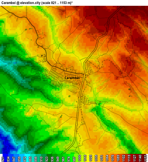 Carambeí elevation map