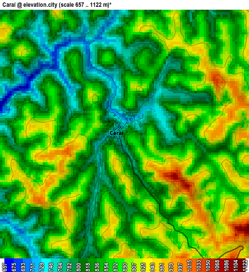 Caraí elevation map