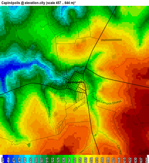 Capinópolis elevation map