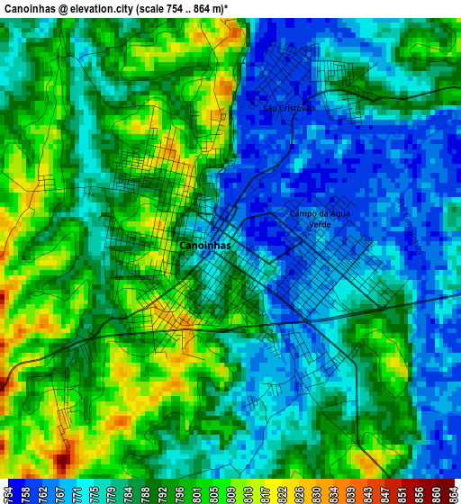 Canoinhas elevation map