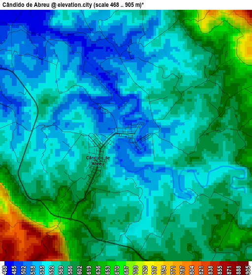 Cândido de Abreu elevation map