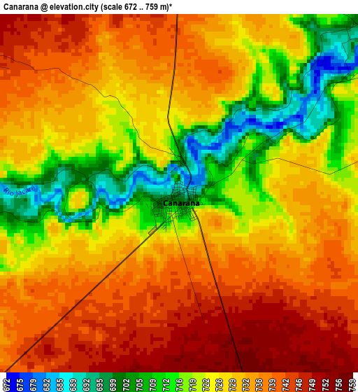 Canarana elevation map