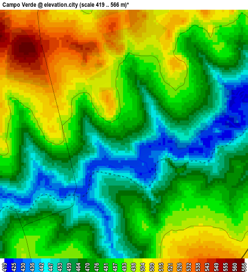 Campo Verde elevation map