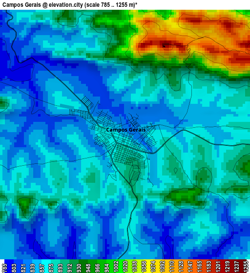 Campos Gerais elevation map