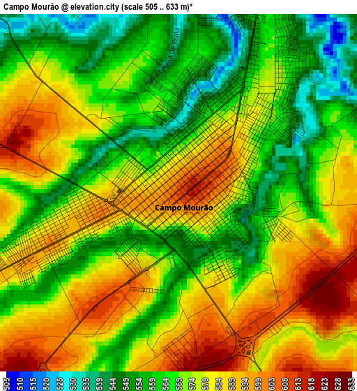 Campo Mourão elevation map