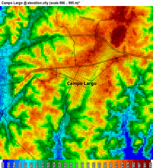 Campo Largo elevation map