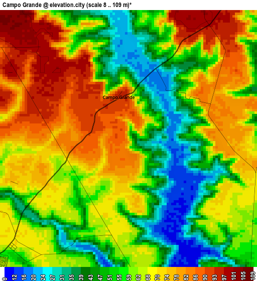 Campo Grande elevation map