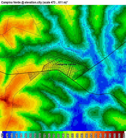 Campina Verde elevation map