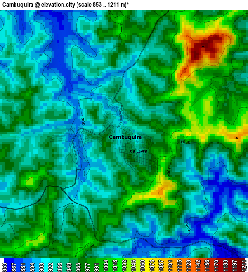 Cambuquira elevation map