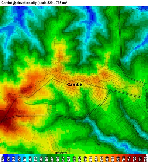 Cambé elevation map