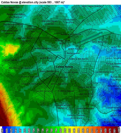 Caldas Novas elevation map