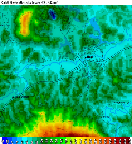 Cajati elevation map