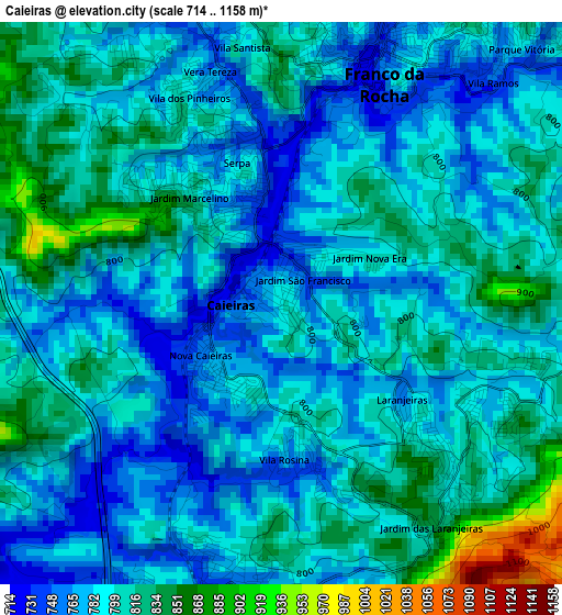 Caieiras elevation map
