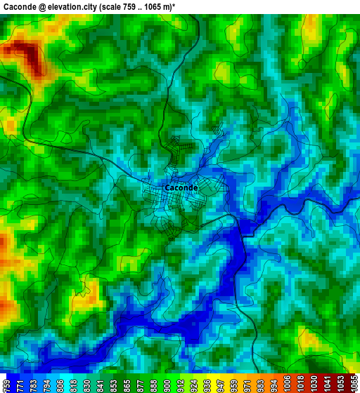 Caconde elevation map