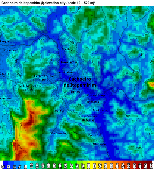 Cachoeiro de Itapemirim elevation map