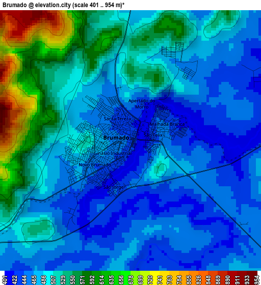 Brumado elevation map