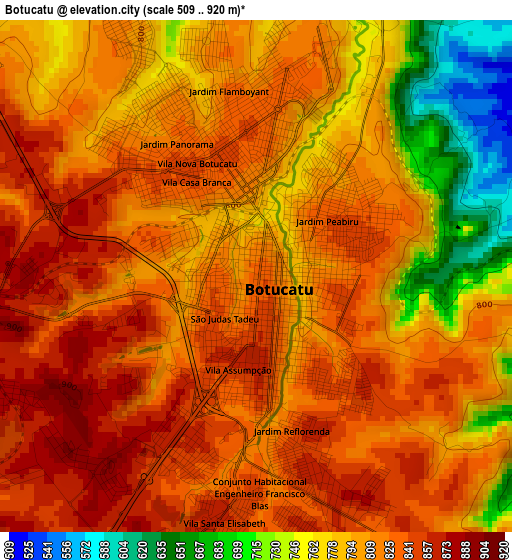 Botucatu elevation map