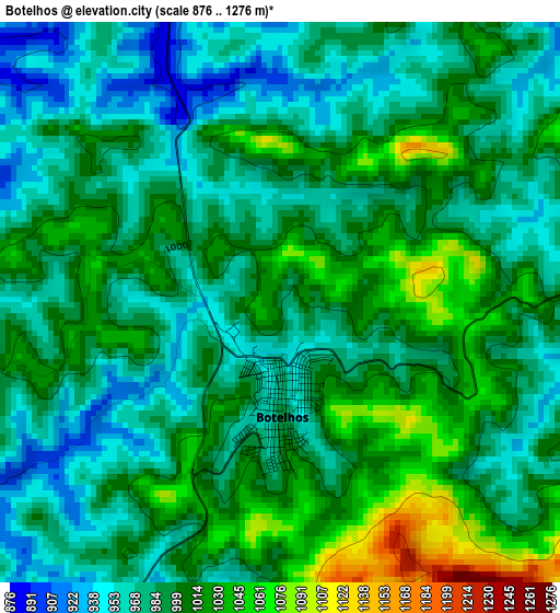 Botelhos elevation map